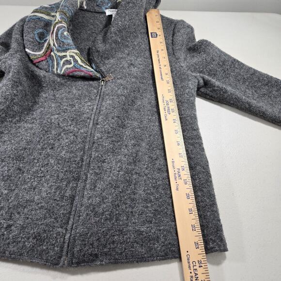 North Style 100% Wool Jacket Sz S Gray Embroidered Full Zip Front - Picture 12 of 14